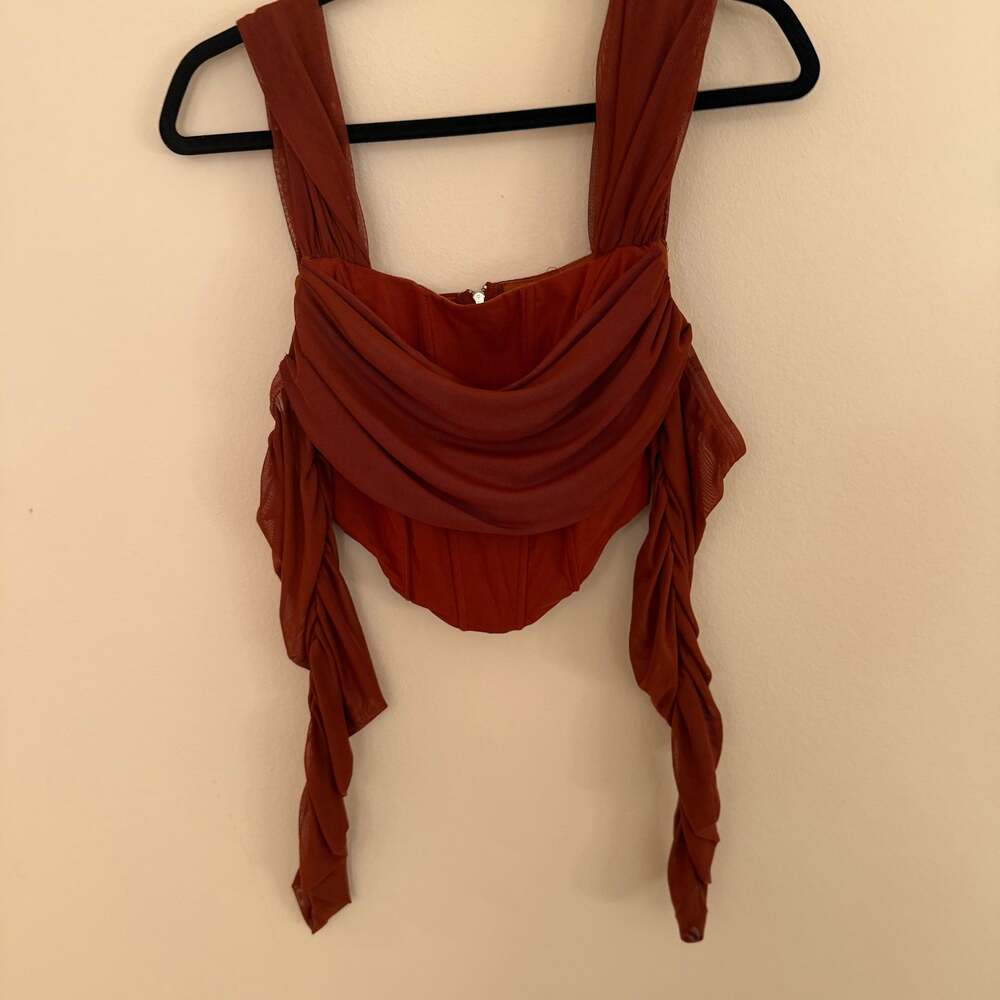 Corset top super cute long sleeve going out size small burnt orange